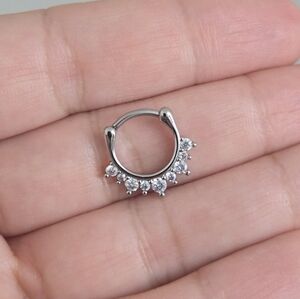 Sterling silver crystal septum daith clicker